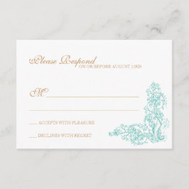 Vintage Verzierte Blue & Gold-Reaktion RSVP Karte