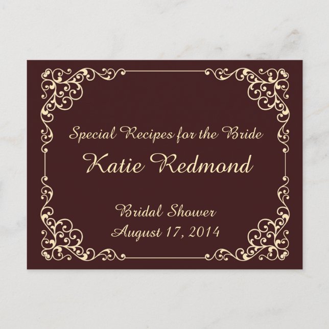 Vintage Verzierte Brautparty Einladungspostkarte (Vorderseite)