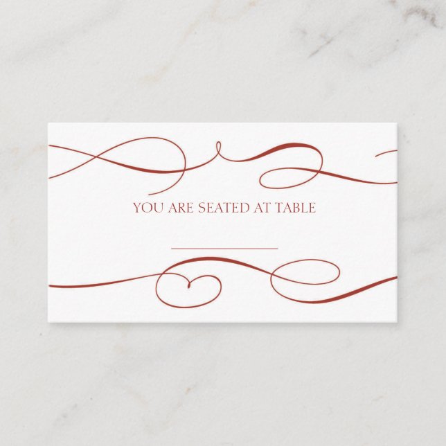 Vintage Verzierte Burgund-Hochzeiten-Platzkarten Platzkarte (Vorderseite)