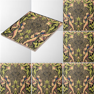 Vintage verzierte farbenfrohe Art Nouveau Fliese
