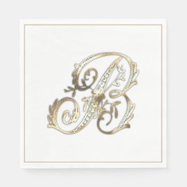 Vintage verzierte Gold-Monogramm B Serviette