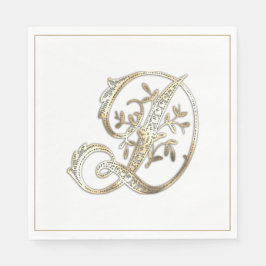 Vintage verzierte Gold-Monogramm D Serviette