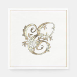 Vintage verzierte Gold-Monogramm E Serviette