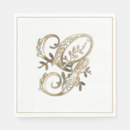 Vintage verzierte Gold-Monogramm G Serviette