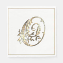 Vintage verzierte Gold-Monogramm O Serviette