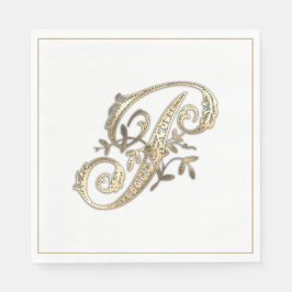 Vintage verzierte Gold-Monogramm P Serviette