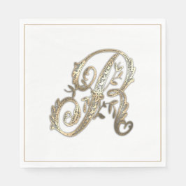 Vintage verzierte Gold-Monogramm R Serviette