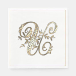 Vintage verzierte Gold-Monogramm U Serviette