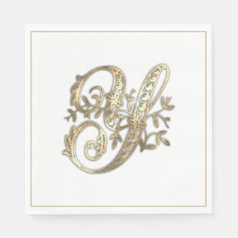 Vintage verzierte Gold-Monogramm Y Serviette