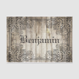 Vintage verzierte Grenzdunkler hölzerner Seidenpapier