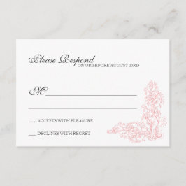 Vintage Verzierte rosa und graue Reaktion RSVP Karte