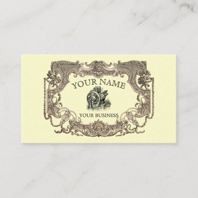 Vintage Verzierte Viktorianische Erbstampunktvorla Visitenkarte (Vorderseite)