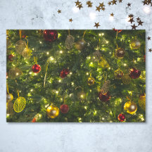 Vintage verzierter Weihnachtsbaum Rot Grün Gold