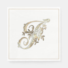 Vintage verziertes goldenes Monogramm F Serviette