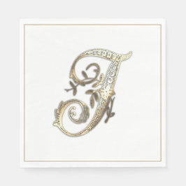 Vintage verziertes goldenes Monogramm I Serviette