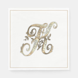 Vintage verziertes goldenes Monogramm K Serviette