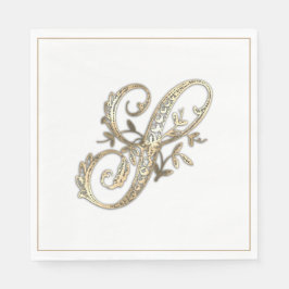 Vintage verziertes goldenes Monogramm S Serviette