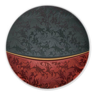 Vintage Verzierung rot und schwarz Keramikknauf