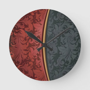 Vintage Verzierung rot und schwarz Runde Wanduhr