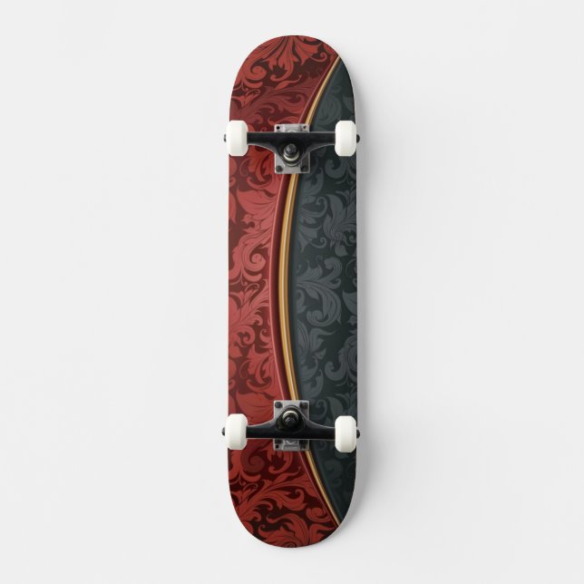 Vintage Verzierung rot und schwarz Skateboard (Vorderseite)