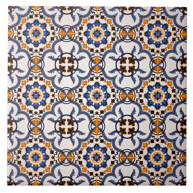 Vintage Verzierungs-Muster-Boden-Keramik-Fliese Fliese (Vorderseite)