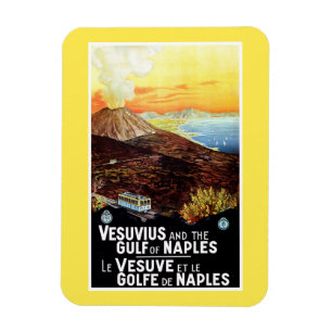 Vintage Vesuv Golf von Neapel Italien Reise Magnet