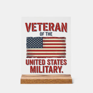 Vintage Veteran USA-Flagge Militär-Vektor-Design_1 Acrylschild