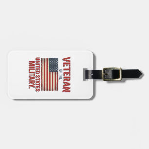 Vintage Veteran USA-Flagge Militär-Vektor-Design_1 Gepäckanhänger