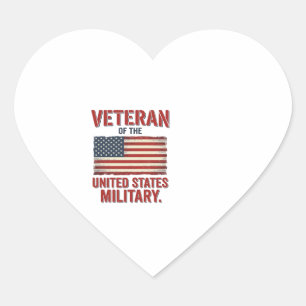Vintage Veteran USA-Flagge Militär-Vektor-Design_1 Herz-Aufkleber