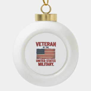 Vintage Veteran USA-Flagge Militär-Vektor-Design_1 Keramik Kugel-Ornament