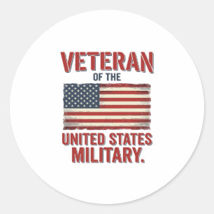 Vintage Veteran USA-Flagge Militär-Vektor-Design_1 Runder Aufkleber