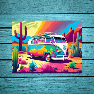 Vintage Vibe: Retro Van in der Wüste Poster