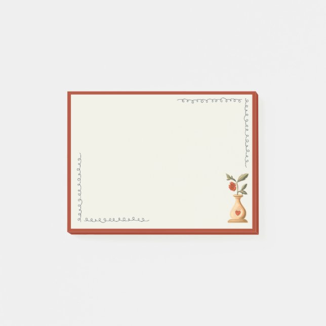 Vintage Vibe Rose in Vase Post-it Klebezettel (Vorderseite)