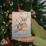 Vintage Vibe Winter Wonderland Weihnachtskarte Einladung<br><div class="desc">Dieses Design ist farbenfroh und das fröhliche Vintage Ambiente eines Winterwunderlandes voll: weihnachtliche Wildtiere,  niedliche Gebote,  mit eleganter Typografie.</div>