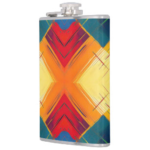 Vintage Vibes in Farben: Stylische geometrische Fo Flachmann
