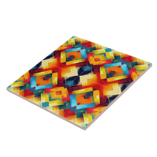 Vintage Vibes in Farben: Stylische geometrische Fo Fliese