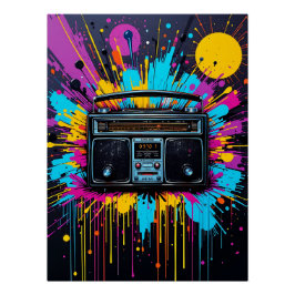 Vintage Vibes: Retro Radio Graffiti Poster