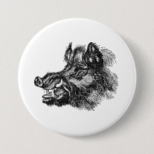 Vintage Vicious Wildschwein mit Hauern Vorlage Button