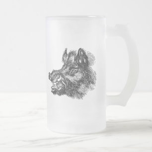 Vintage Vicious Wildschwein mit Hauern Vorlage Mattglas Bierglas