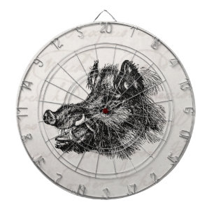 Vintage Vicious Wildschwein mit Stoßzähnen Vorlage Dartscheibe