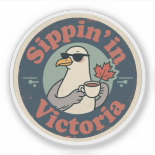 Vintage Victoria BC Kaffee & Möwe Aufkleber