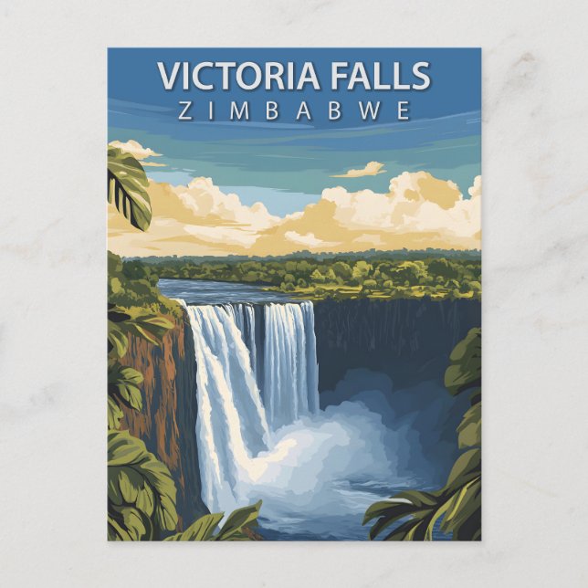 Vintage Victoria Falls Zimbabwe African Waterfall Postkarte (Vorderseite)