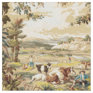 Vintage-Victorian-Ära-Landwirtschaftsszene-Muster Stoff