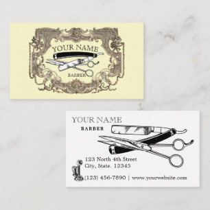 Vintage-Victorian-Ära-Steampunk-Friseurvorlage Visitenkarte