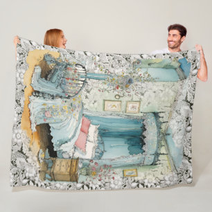 Vintage-Victorian-Baldachinbett auf einem Spitzenh Fleecedecke