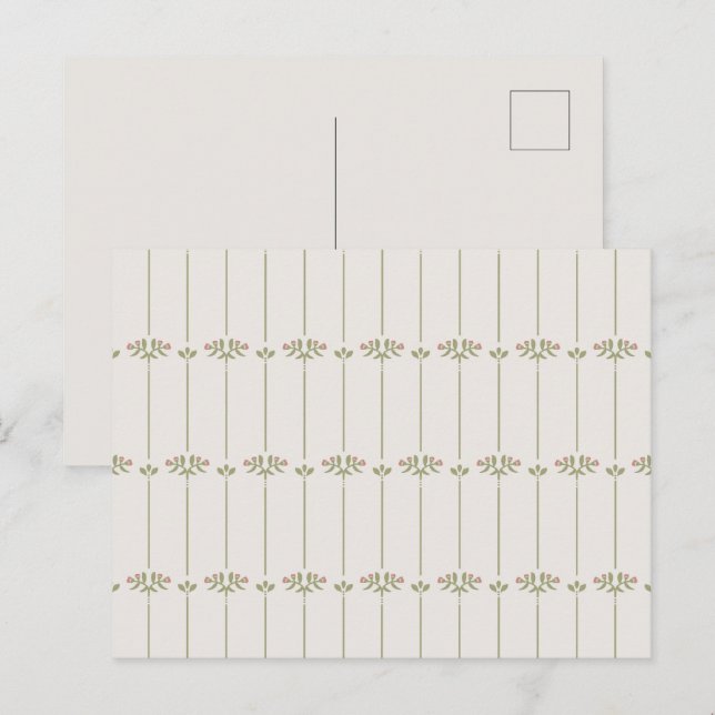 Vintage Victorian Botanical Traditional Lines Postkarte (Vorne/Hinten)