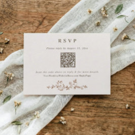 Vintage Victorian Brown & Cream Wedding QR Code RSVP Karte