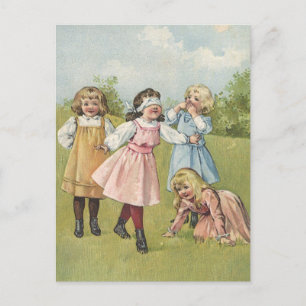 Vintage Victorian Children Play Blind Man's Bluff Postkarte