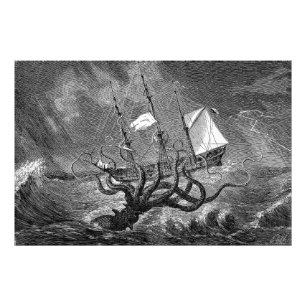 Vintage-Victorian-Kraken-Plakat Fotodruck