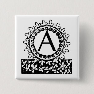 Vintage-Victorian-Monogramm Buchstabe A Button